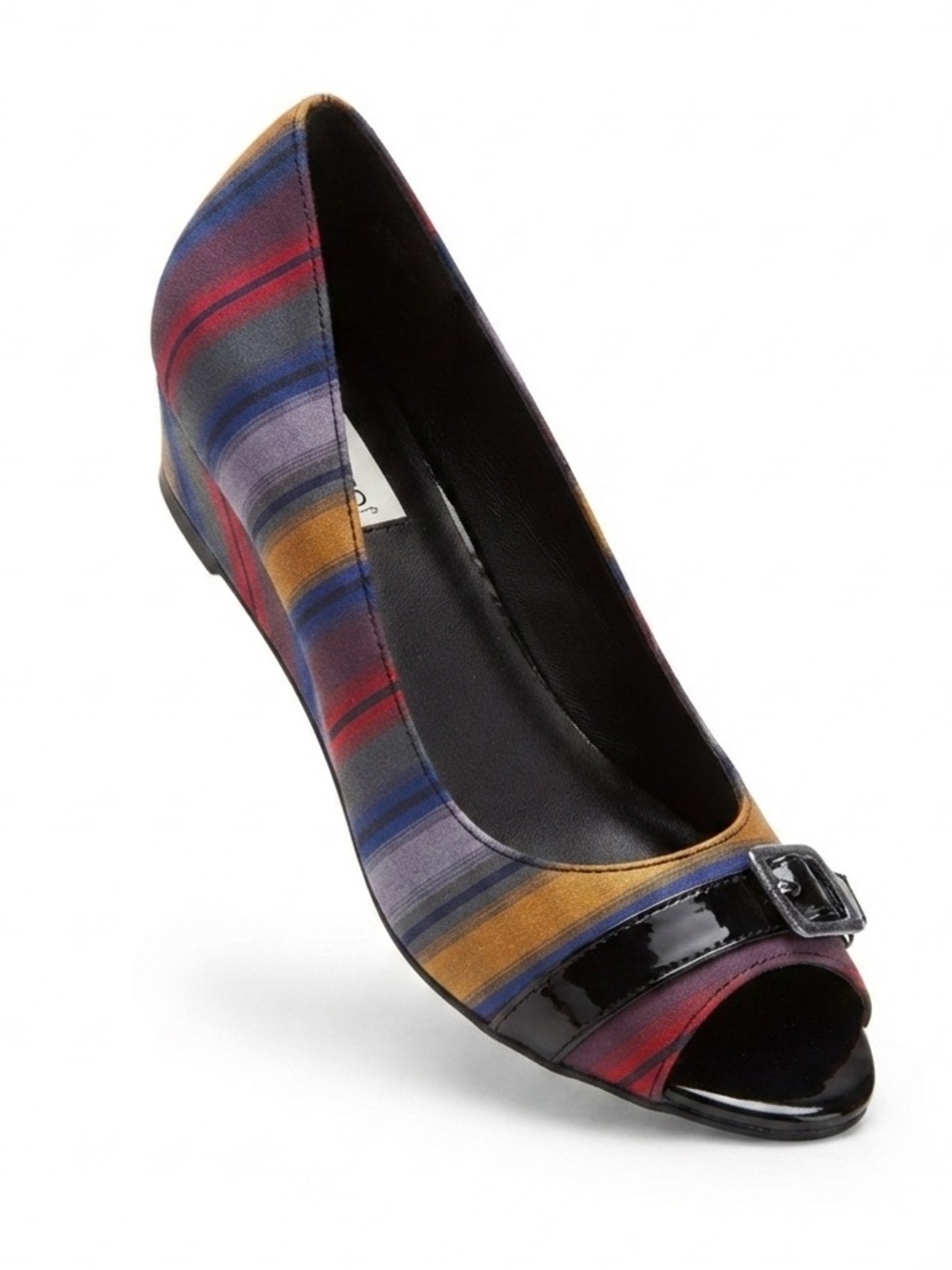 Steve Madden Multicolor Striped Peep-Toe Wedge Pumps